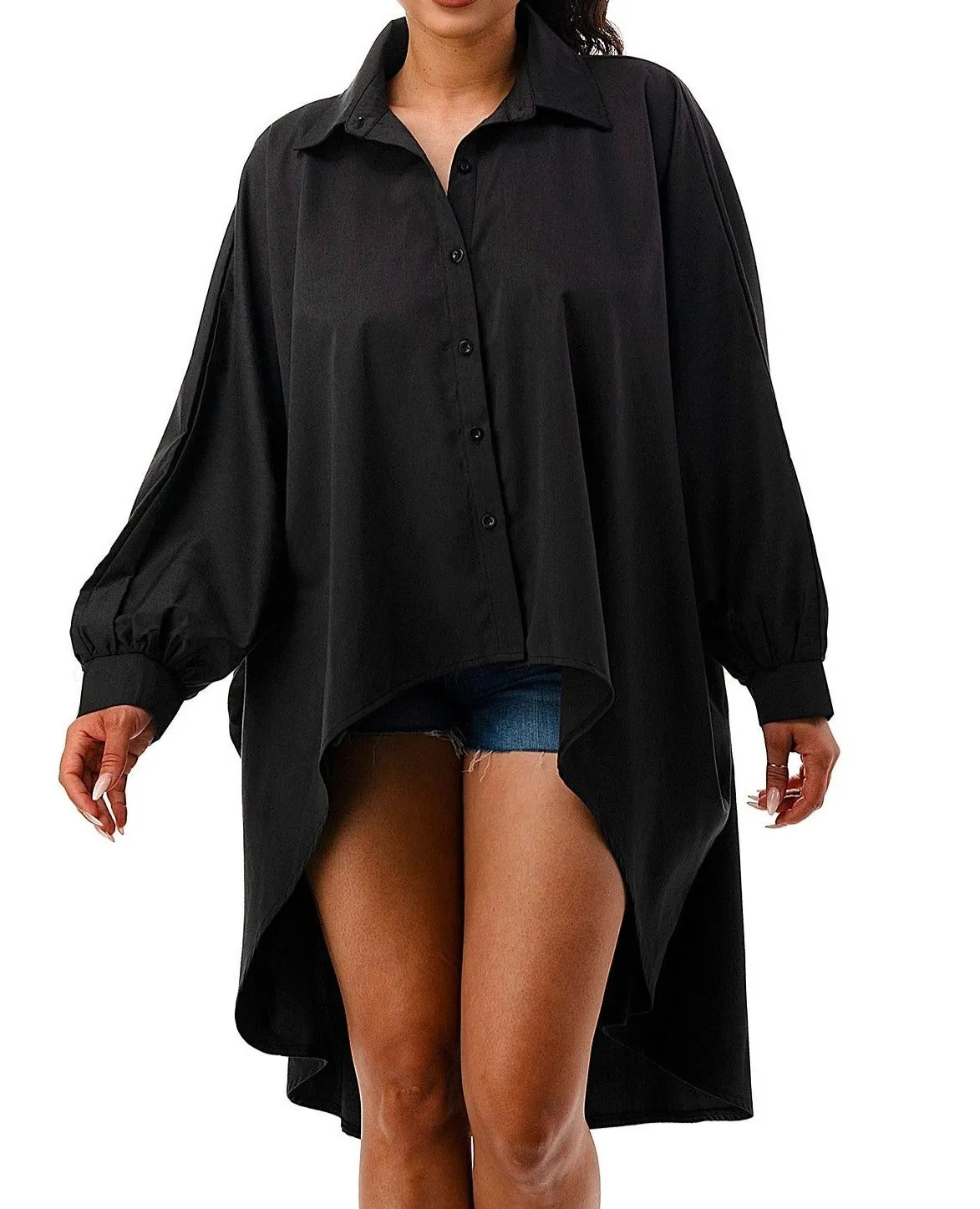 Oversized Long Sleeve Button Down Front Shirt