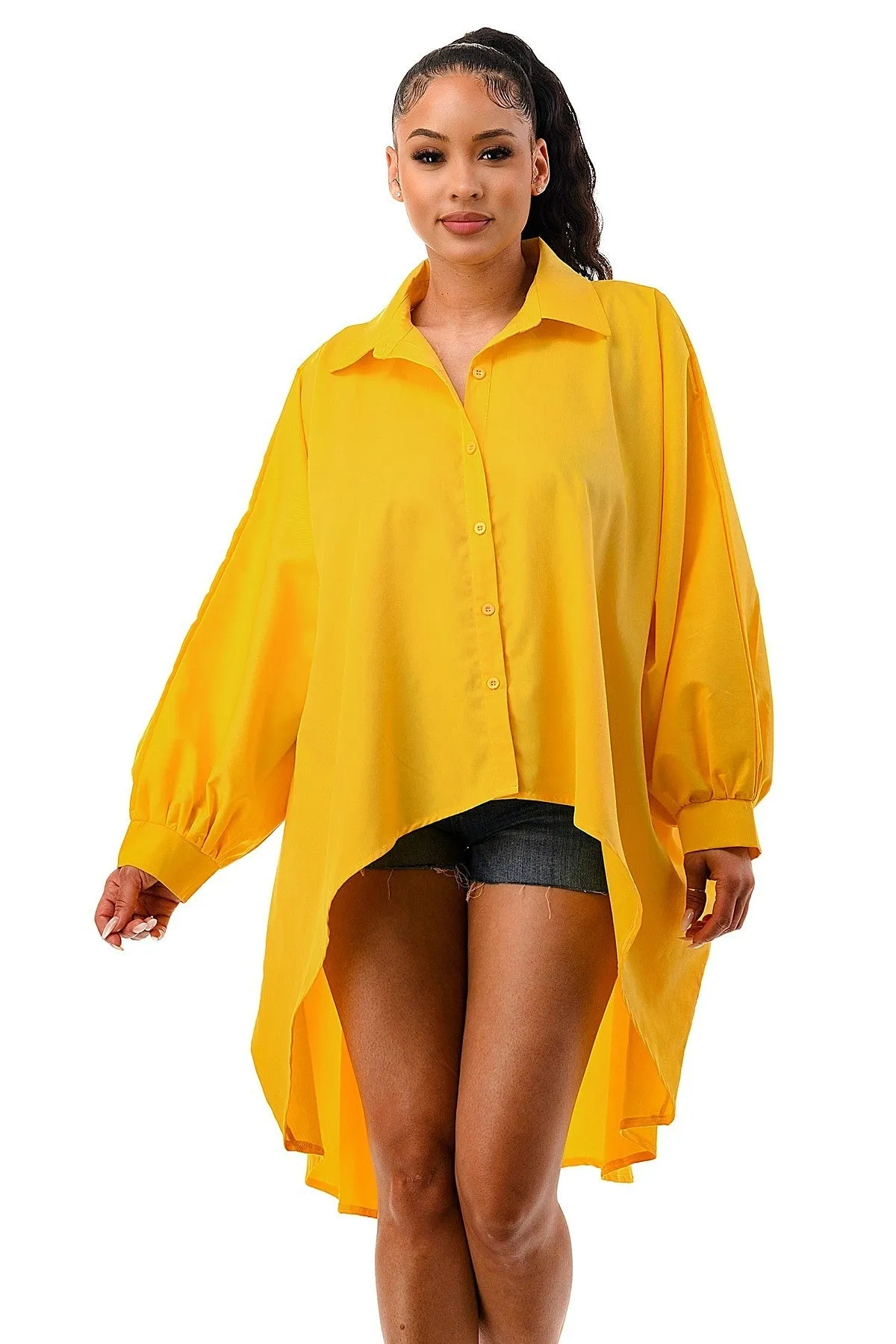 Oversized Long Sleeve Button Down Front Shirt