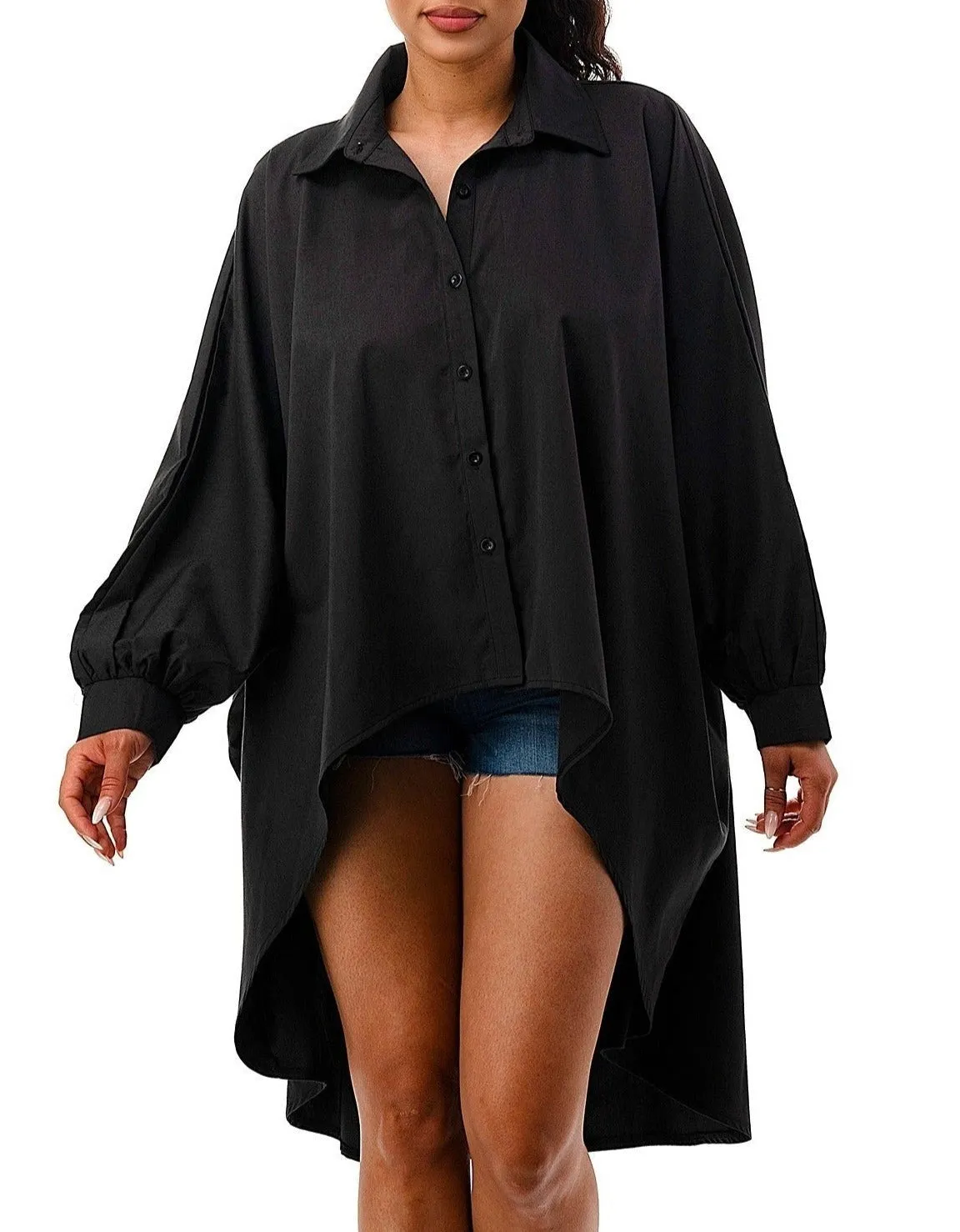Oversized Long Sleeve Button Down Front Shirt