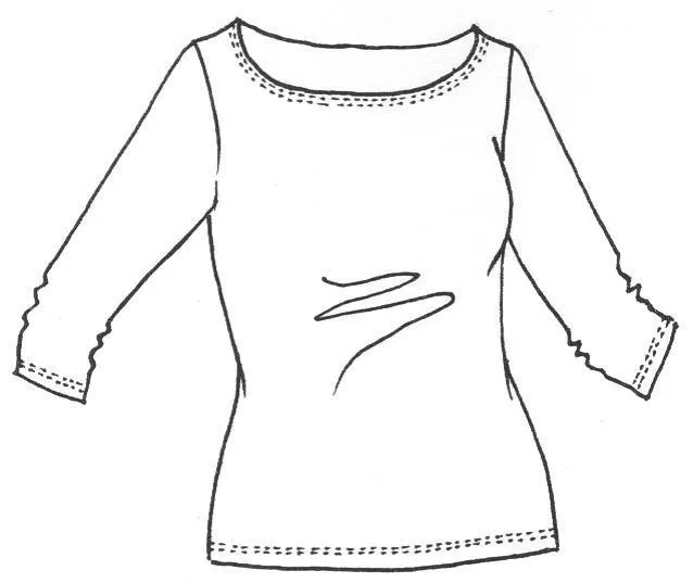 PAULA RYAN ESSENTIALS Slim Fit 3/4 Sleeve Wide Neck Top - MicroModal