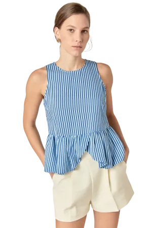 Peplum Sleeveless Striped Top
