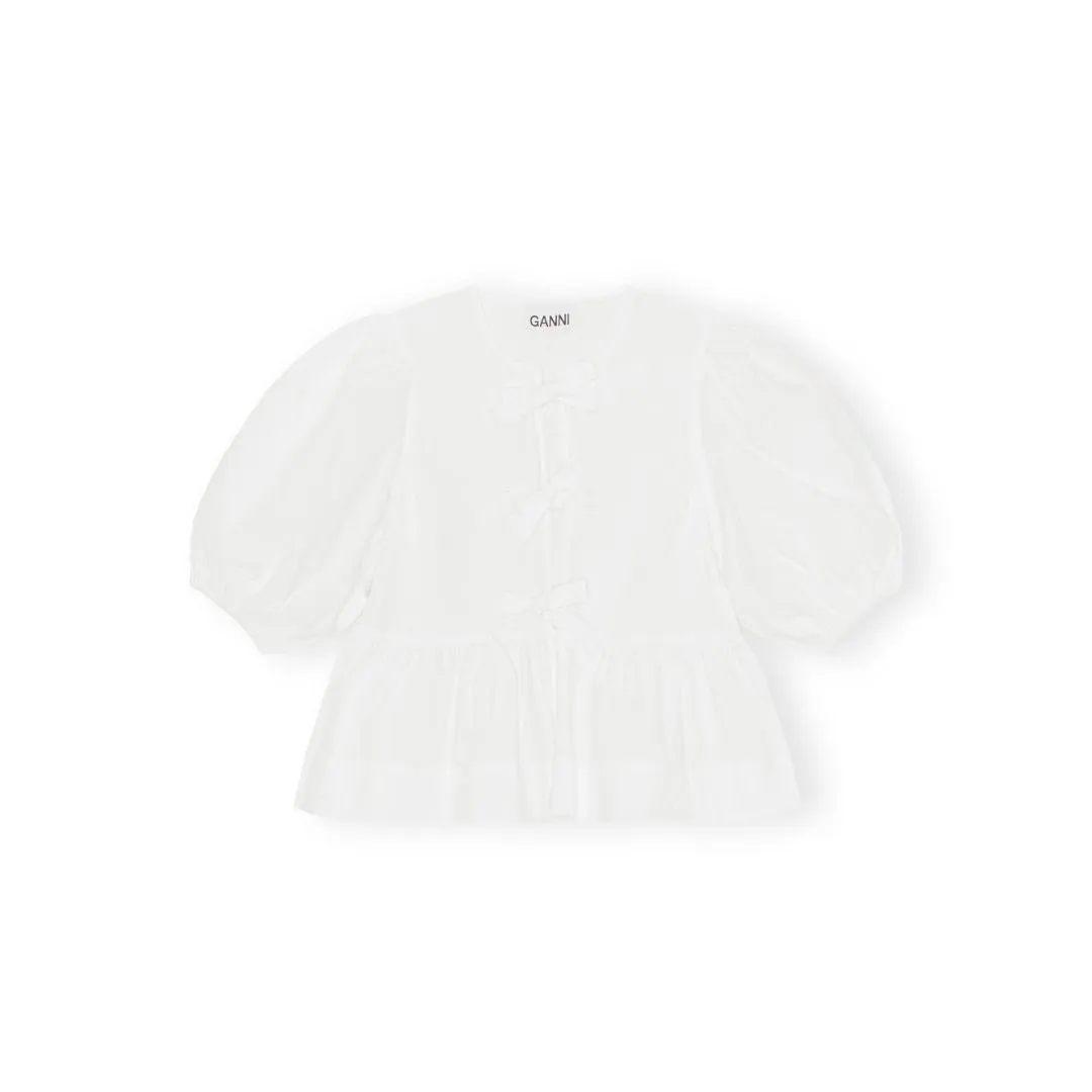 Peplum Tie Blouse (Bright White)