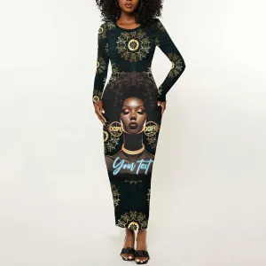 Personalized Afro Women Long Sleeve Bodycon Dress Powerful African Pattern DT03