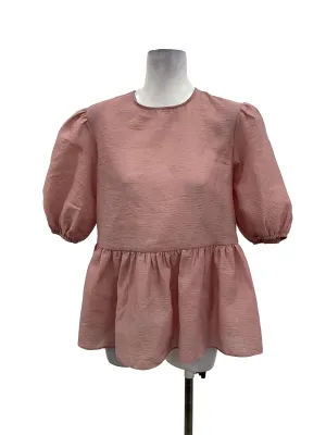 Pink Roundneck Peplum Blouse OSN