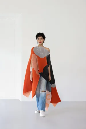 Pleated Long Poncho