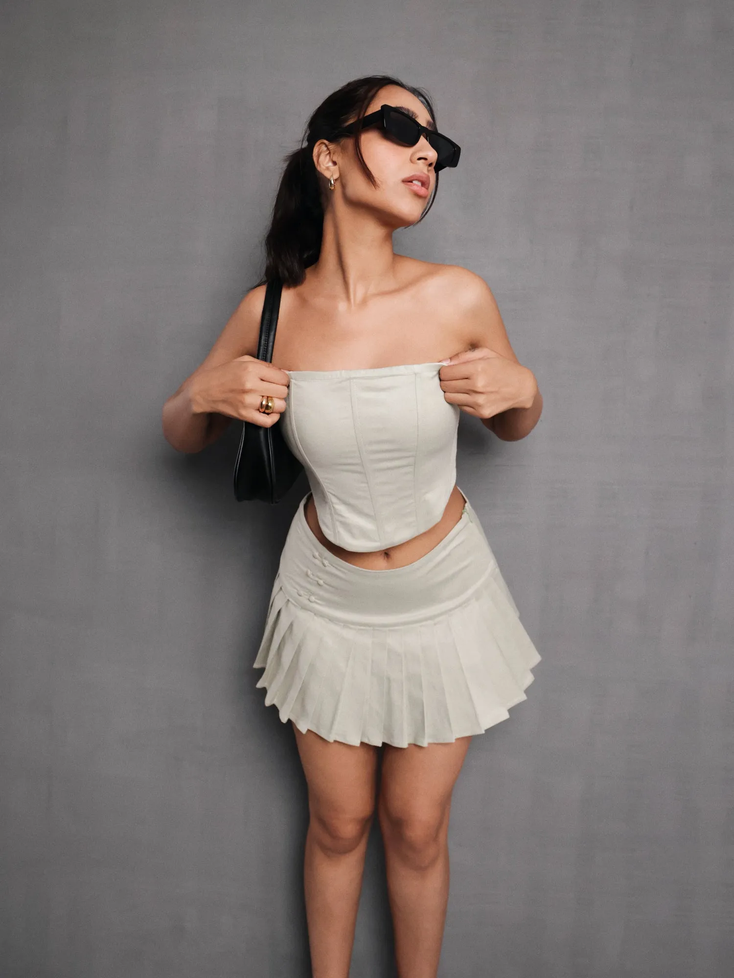 Pleated Low Waist Mini Skirt