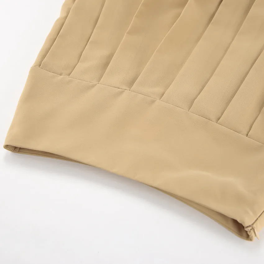 Pleated Maxi Skirt With High Waist And Lateral Zip