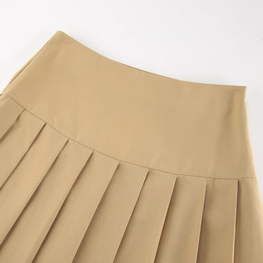 Pleated Maxi Skirt With High Waist And Lateral Zip