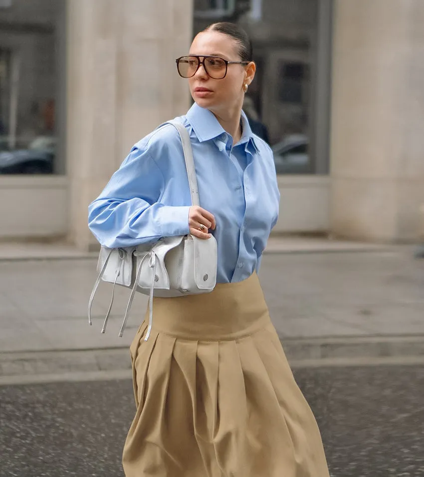 Pleated Maxi Skirt With High Waist And Lateral Zip