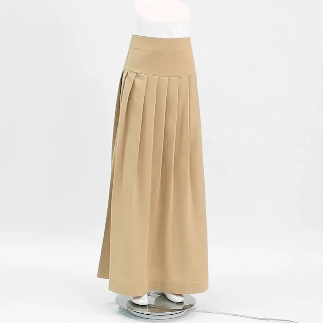 Pleated Maxi Skirt With High Waist And Lateral Zip