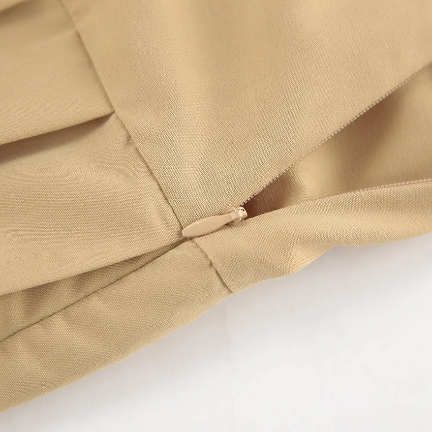 Pleated Maxi Skirt With High Waist And Lateral Zip