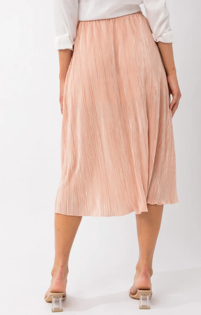 Pleated Merrow Edge Midi Skirt