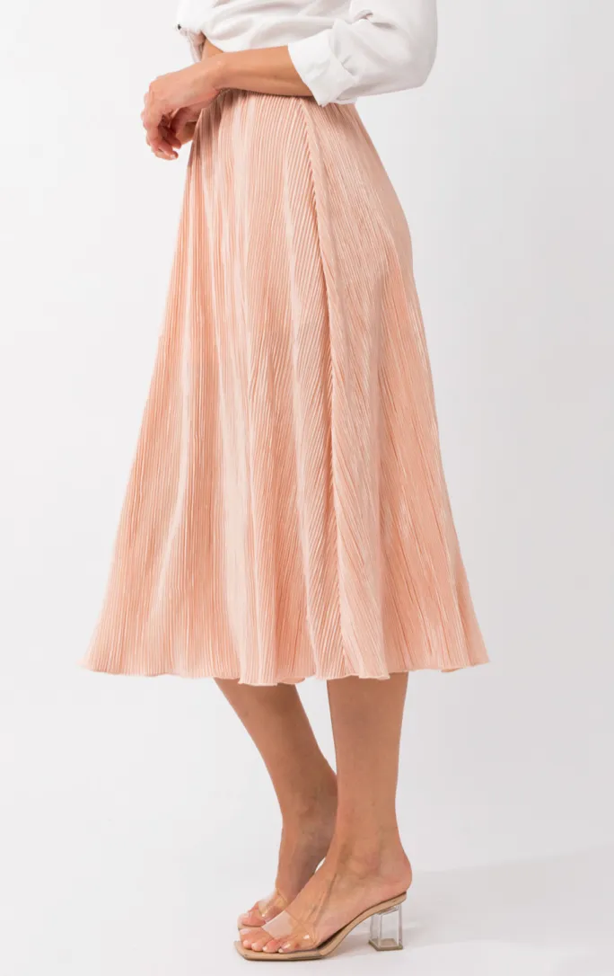 Pleated Merrow Edge Midi Skirt