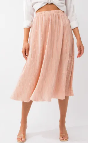 Pleated Merrow Edge Midi Skirt