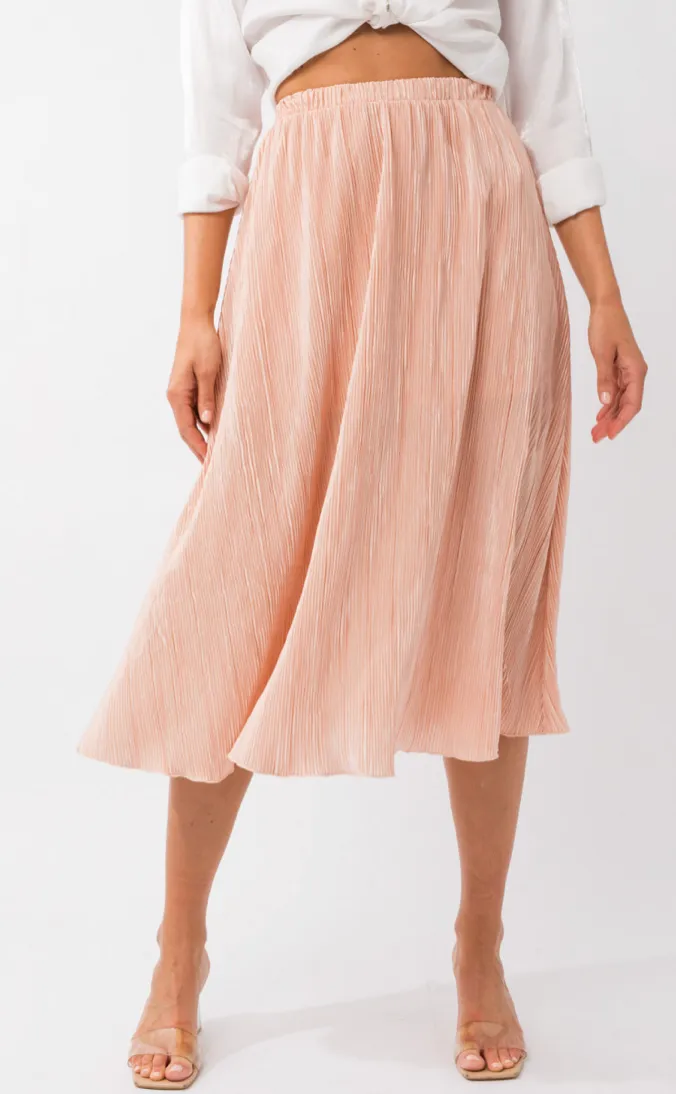 Pleated Merrow Edge Midi Skirt