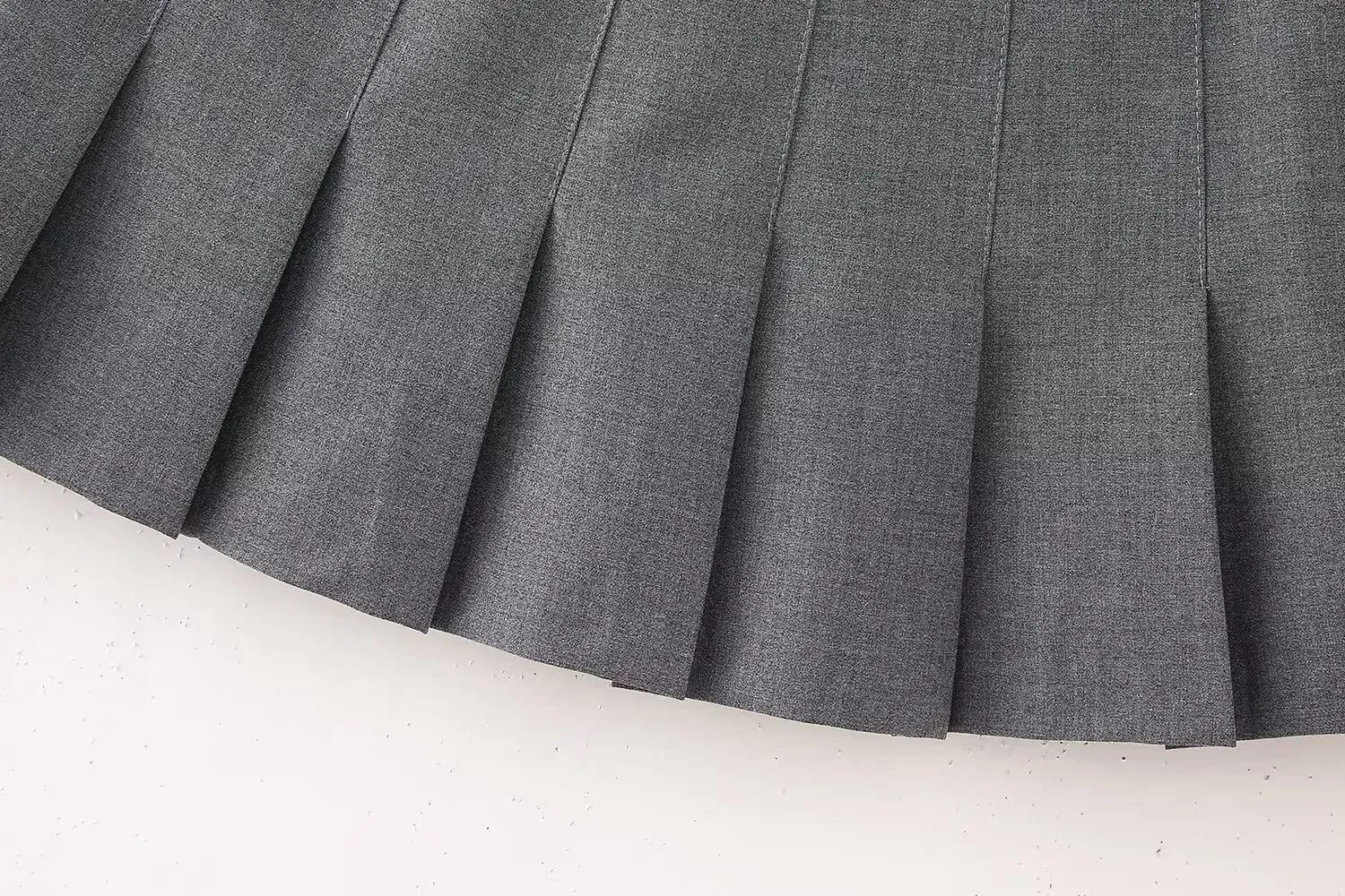 Pleated Woolen Mini Skirt