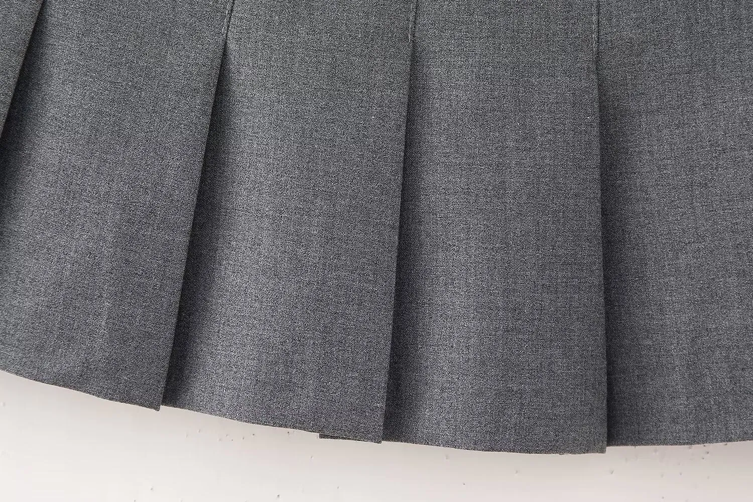Pleated Woolen Mini Skirt