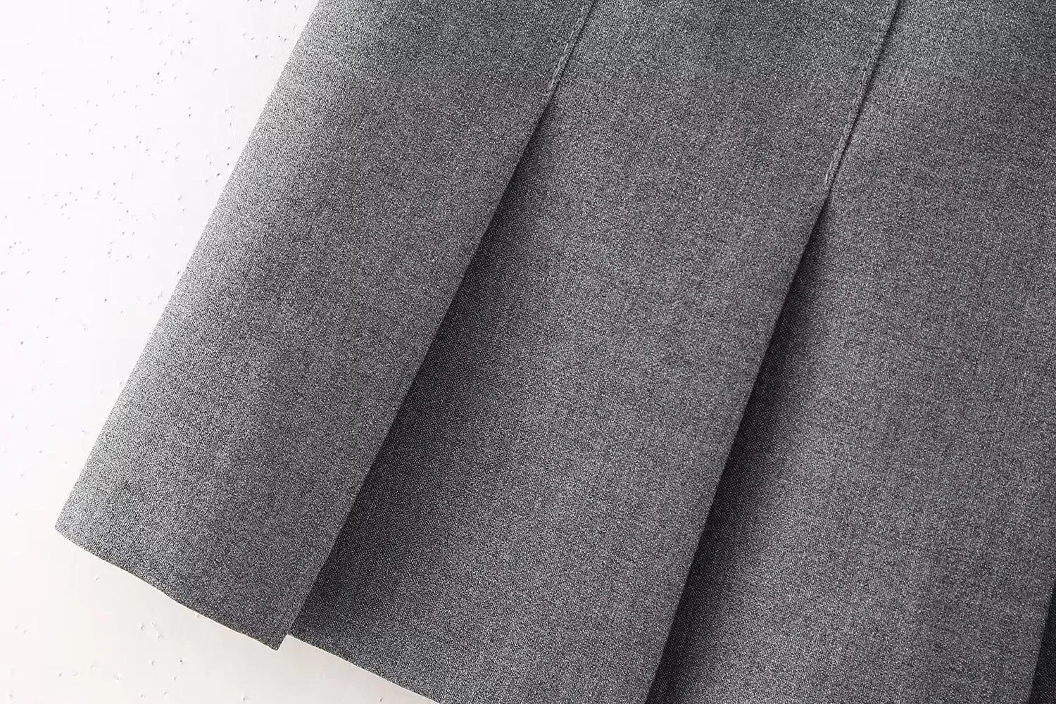 Pleated Woolen Mini Skirt