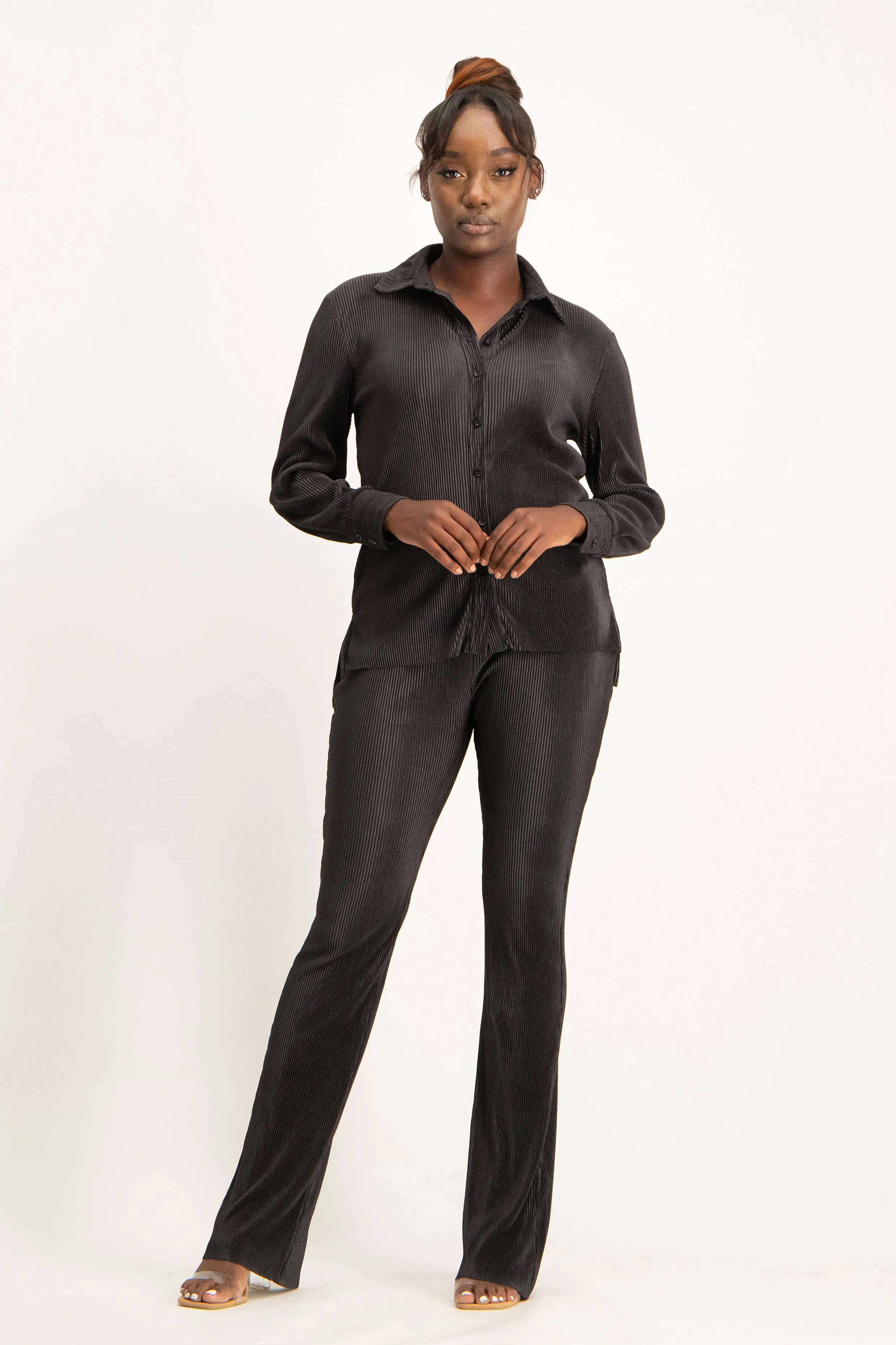 Plisse Slim Fit Pants