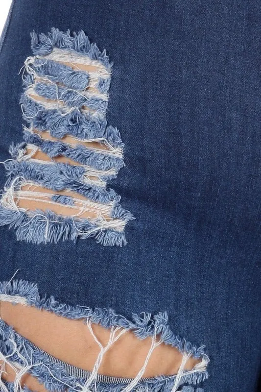 Plus High Waist Skinny Ripped Denim Jeans