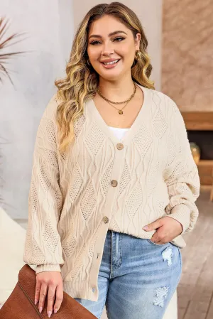 Plus Size Knitted Hollow out Cardigan