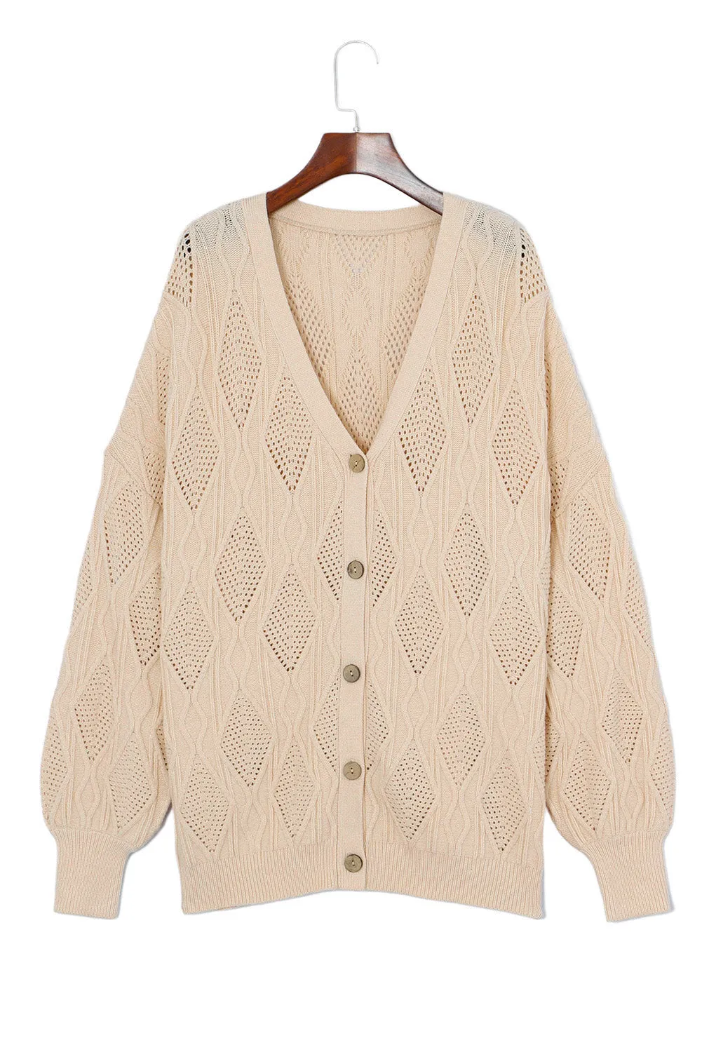 Plus Size Knitted Hollow out Cardigan
