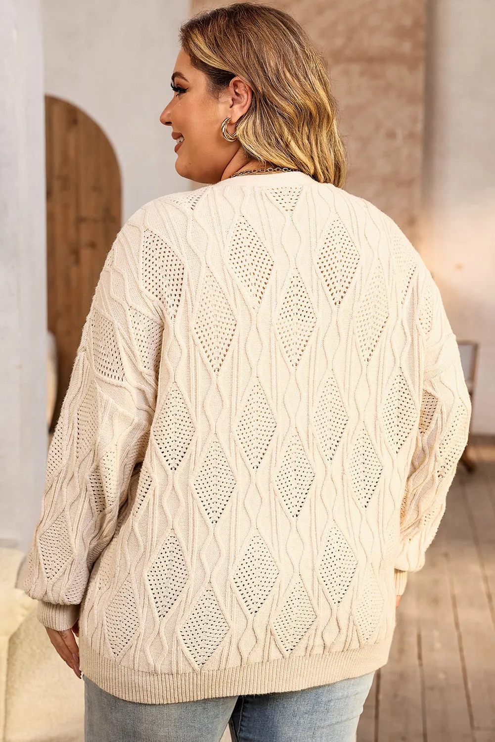 Plus Size Knitted Hollow out Cardigan