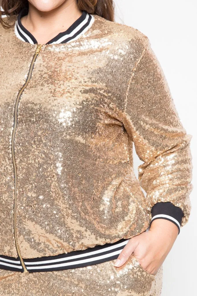 Plus Size Sequin 2-Piece Classy Chic Jogger Set