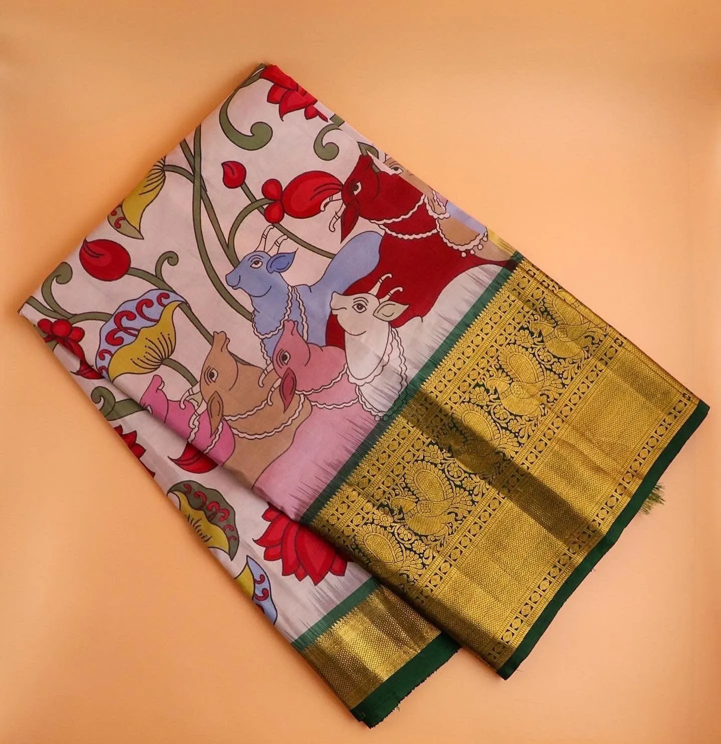 Pure kanchi pen kalamkari Saree in kanchi border | kanchi saree | Authentic pattu Saree | Handloom Saree | pattu saree