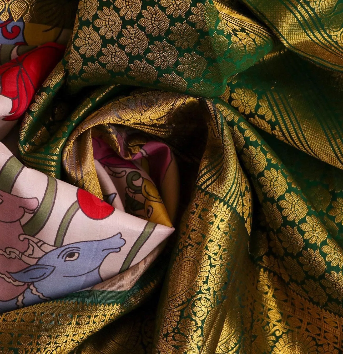 Pure kanchi pen kalamkari Saree in kanchi border | kanchi saree | Authentic pattu Saree | Handloom Saree | pattu saree