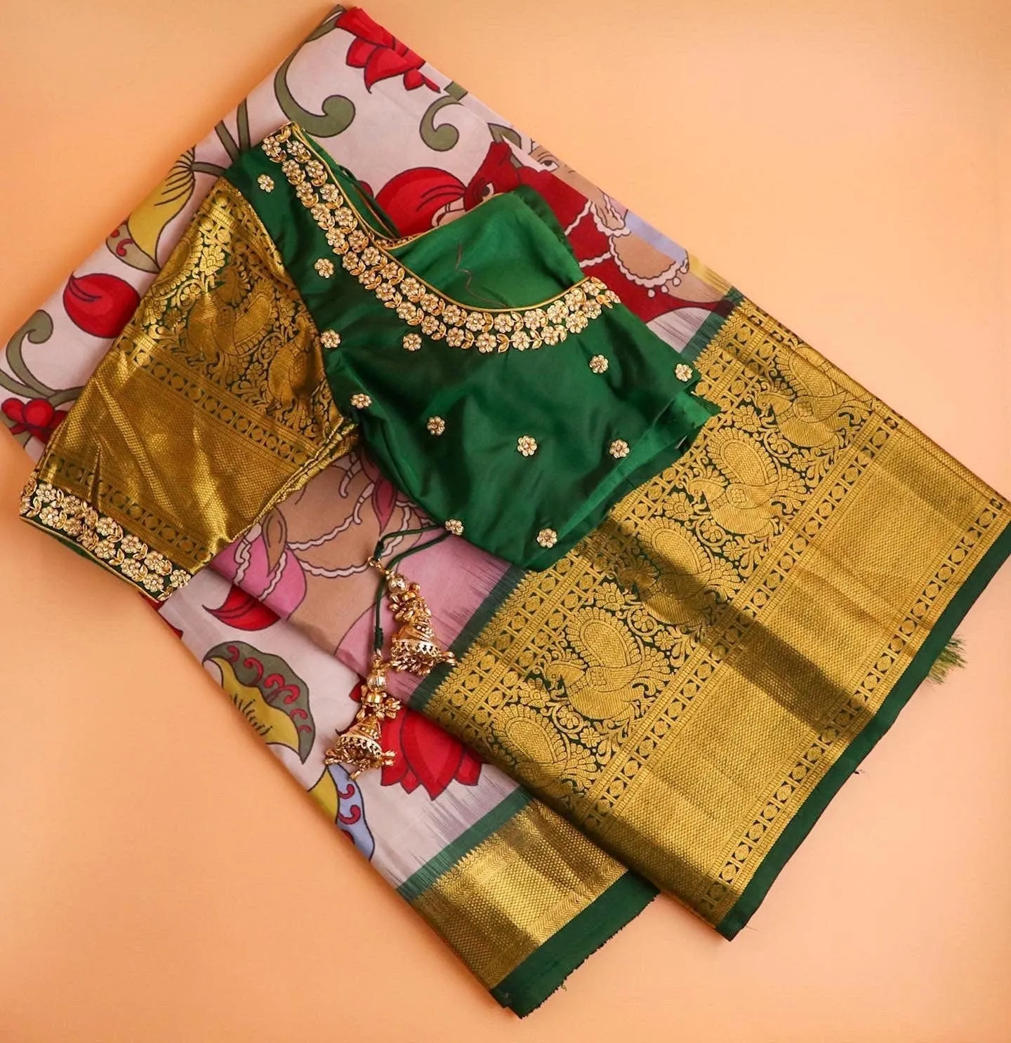 Pure kanchi pen kalamkari Saree in kanchi border | kanchi saree | Authentic pattu Saree | Handloom Saree | pattu saree