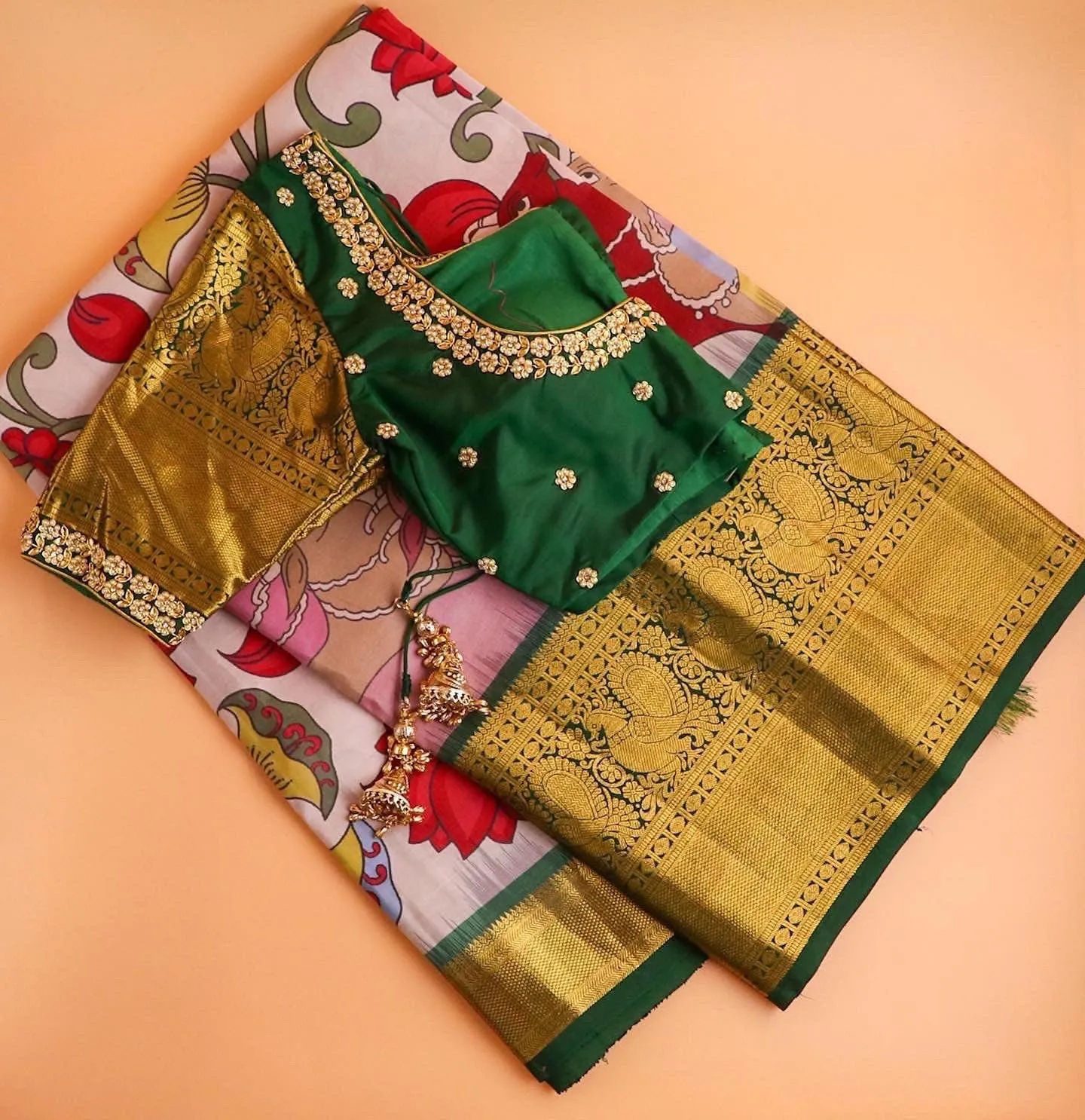 Pure kanchi pen kalamkari Saree in kanchi border | kanchi saree | Authentic pattu Saree | Handloom Saree | pattu saree