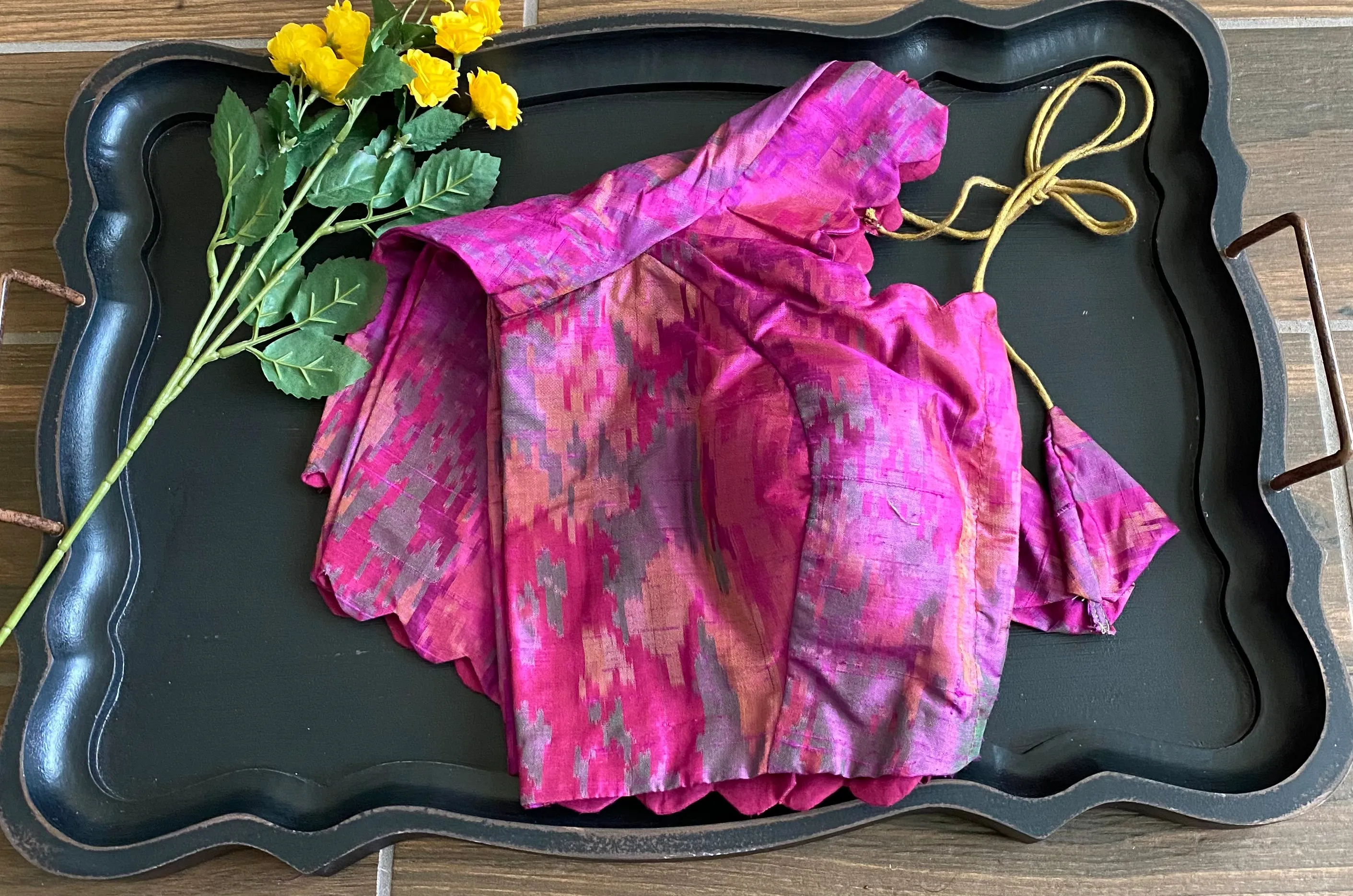 Pure Raw Silk Ikkat Blouse(Shipping included)