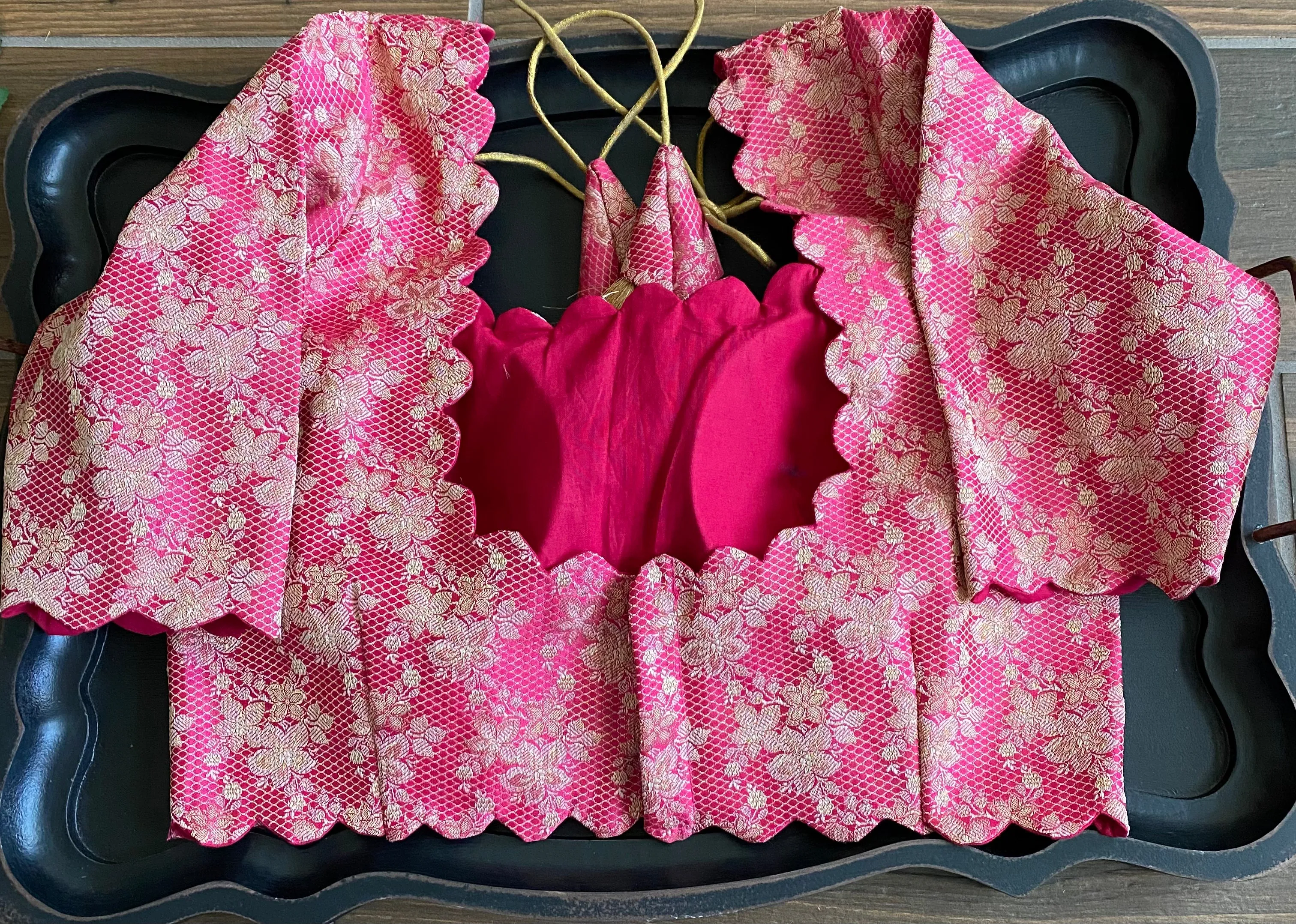 Pure Silk Pink Benaras Brocade Blouse(Shipping included)