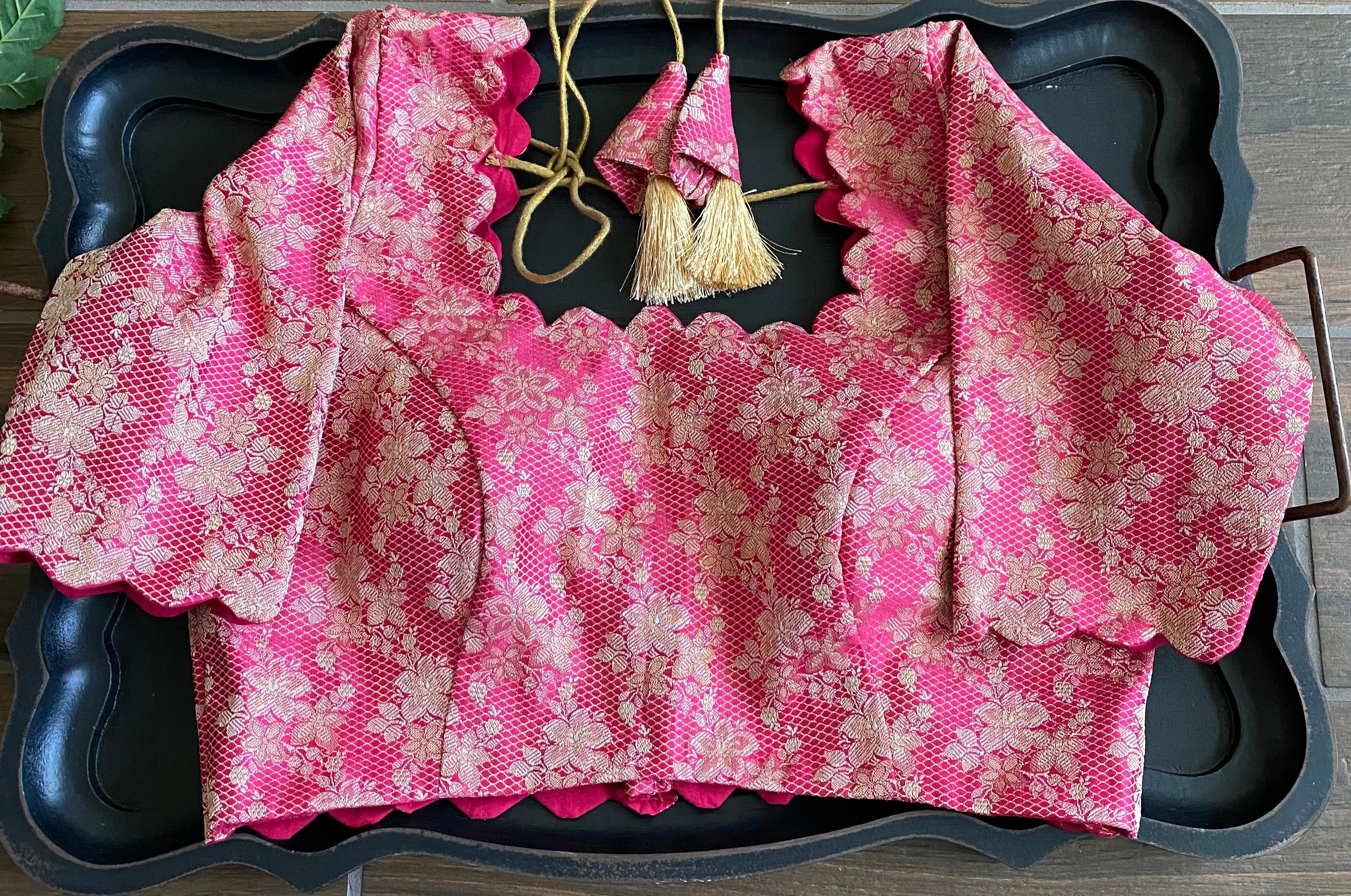 Pure Silk Pink Benaras Brocade Blouse(Shipping included)