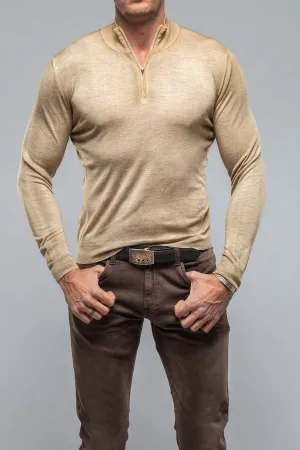 Queniin Cashmere Quarter Zip In Wheat