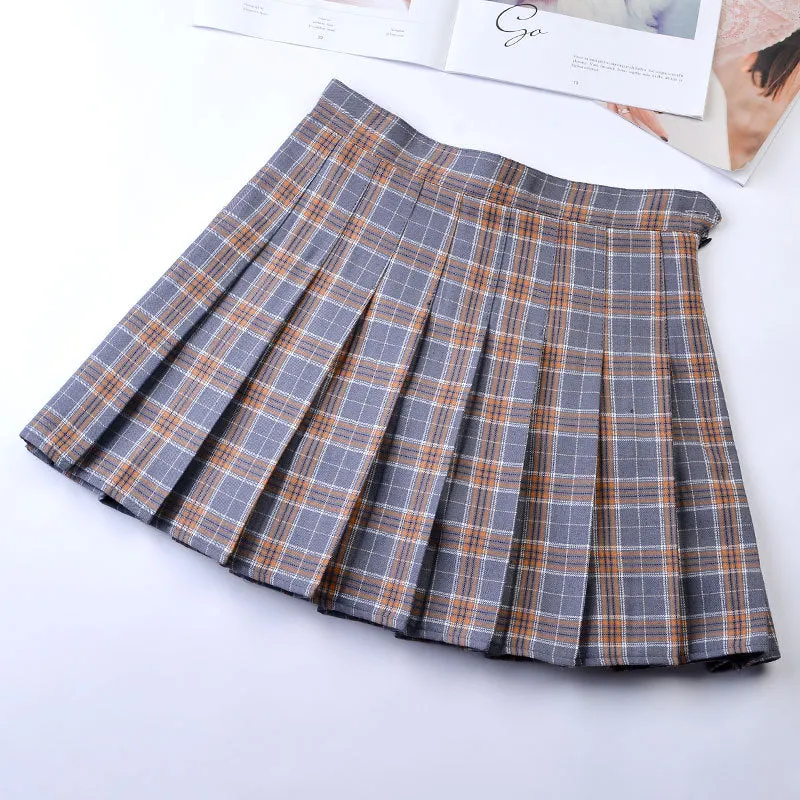 "9 COLORS PLAID" PLEATED SKIRT  K112205