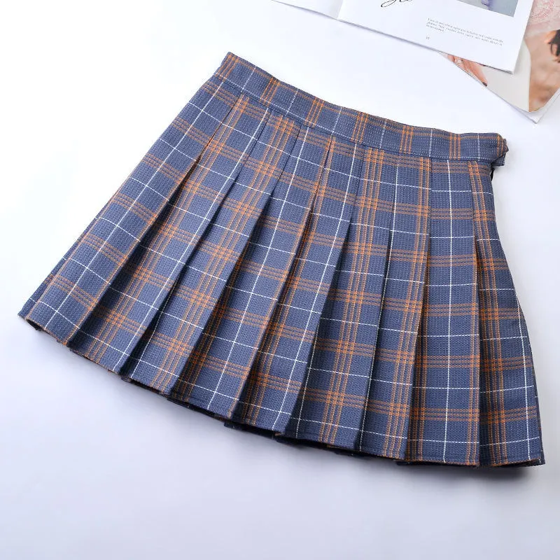 "9 COLORS PLAID" PLEATED SKIRT  K112205