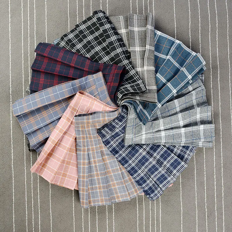 "9 COLORS PLAID" PLEATED SKIRT  K112205