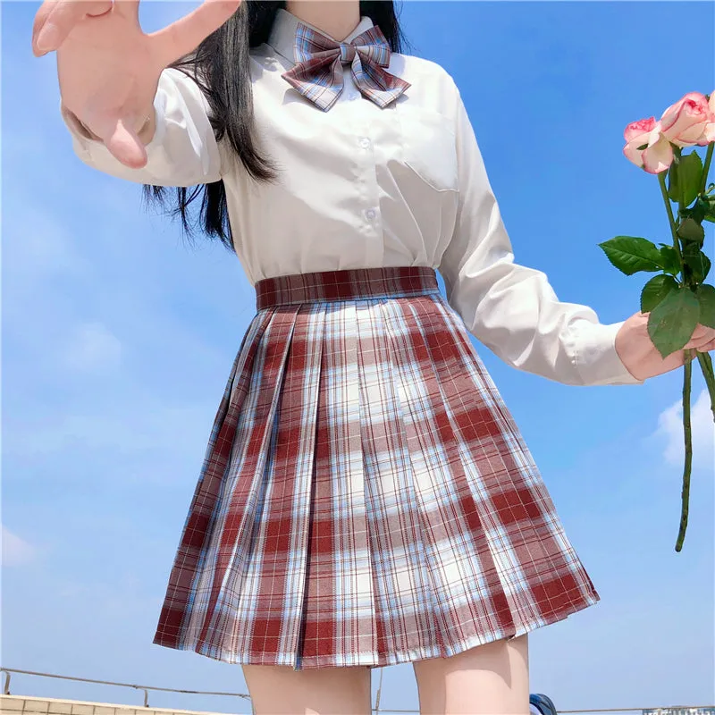 "JK RED AND PLAID PLEATED" SKIRT N051904