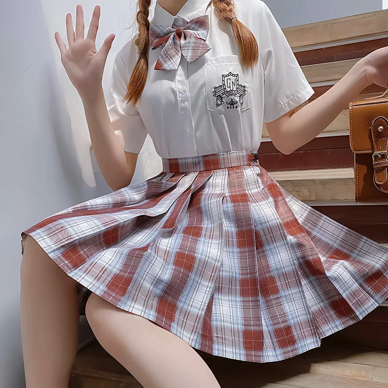 "JK RED AND PLAID PLEATED" SKIRT N051904