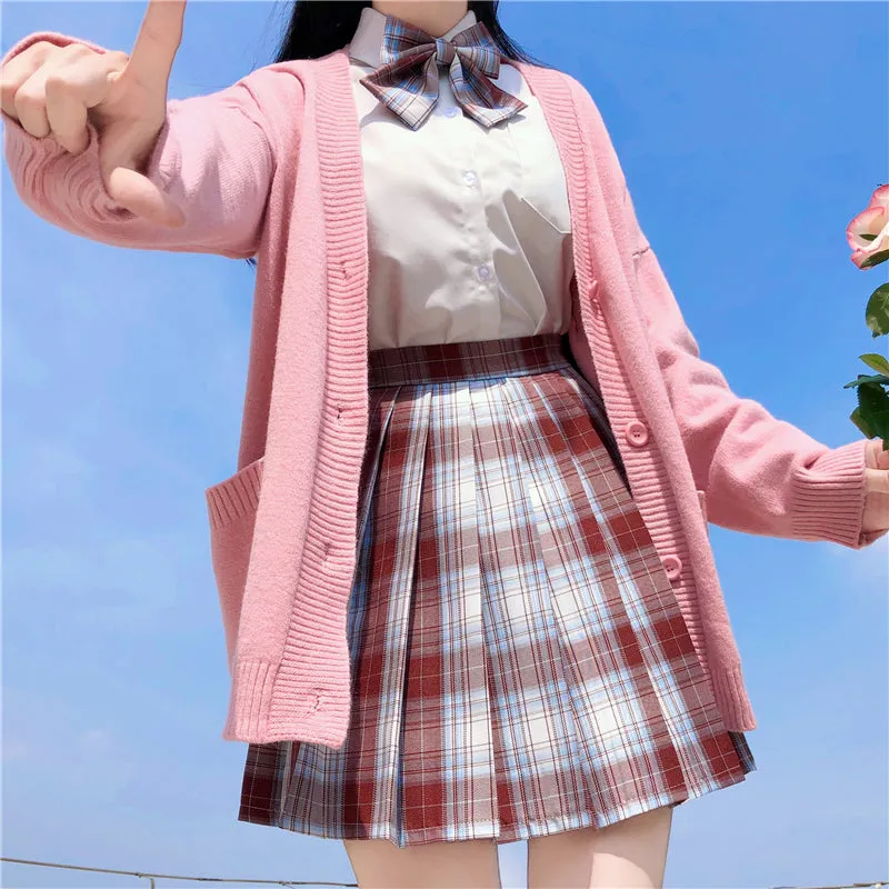"JK RED AND PLAID PLEATED" SKIRT N051904