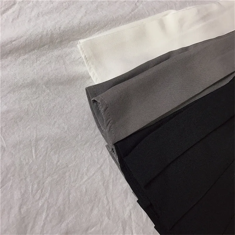 "WHITE/BLACK/GRAY HIGH WAIST" PLEATED SKIRT K082903