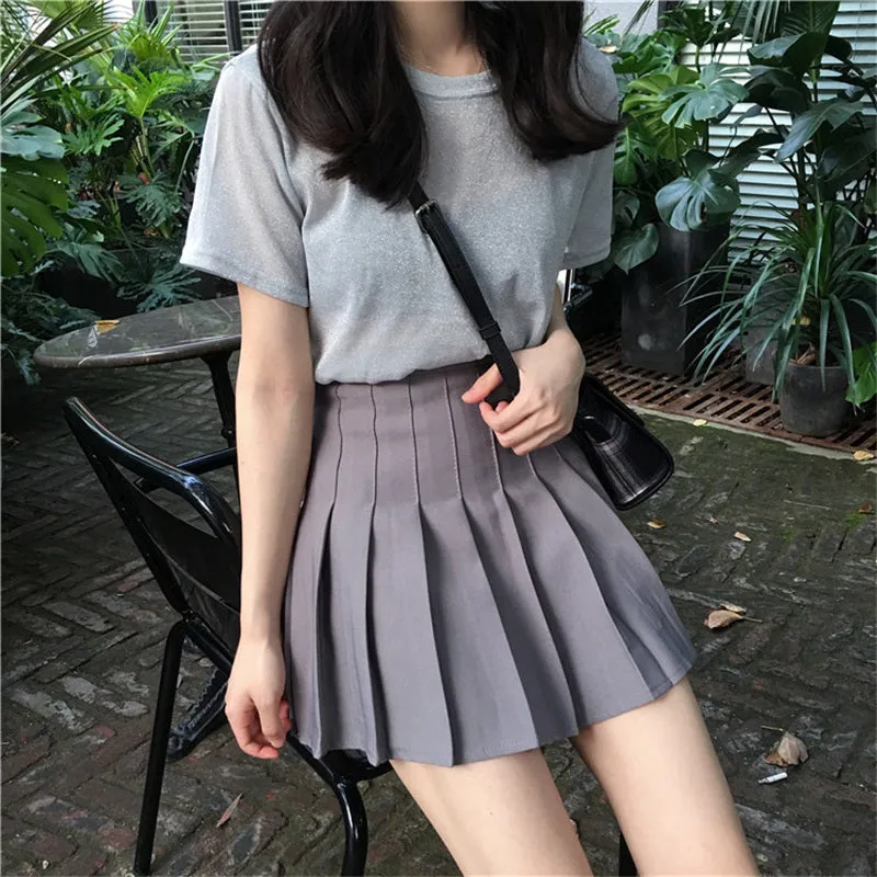 "WHITE/BLACK/GRAY HIGH WAIST" PLEATED SKIRT K082903