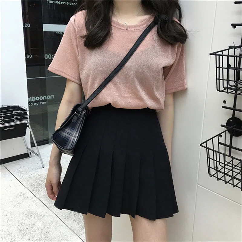 "WHITE/BLACK/GRAY HIGH WAIST" PLEATED SKIRT K082903