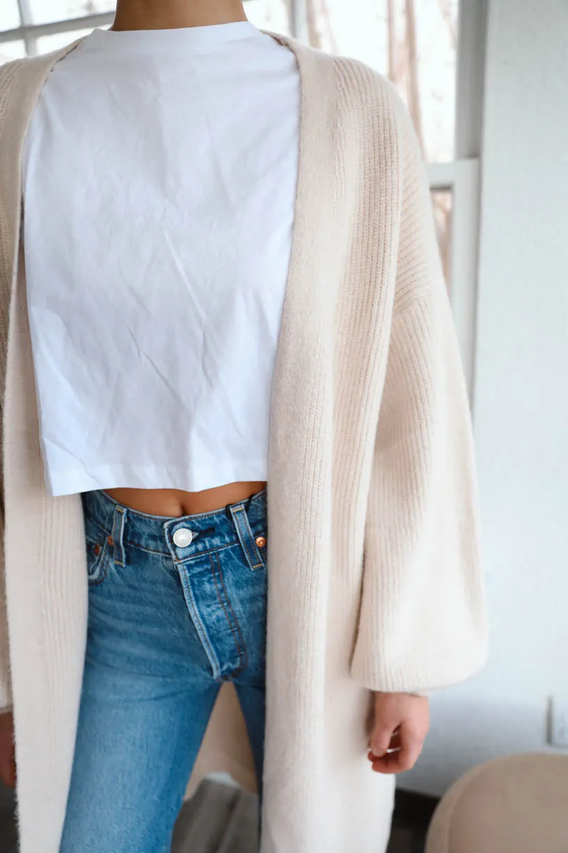 Rae: Duster Cardigan in Cream