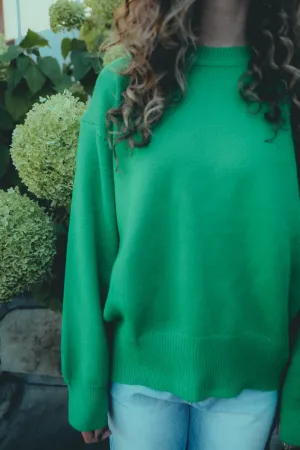 RAE: Soft Knit Crew Neck Sweater in Green