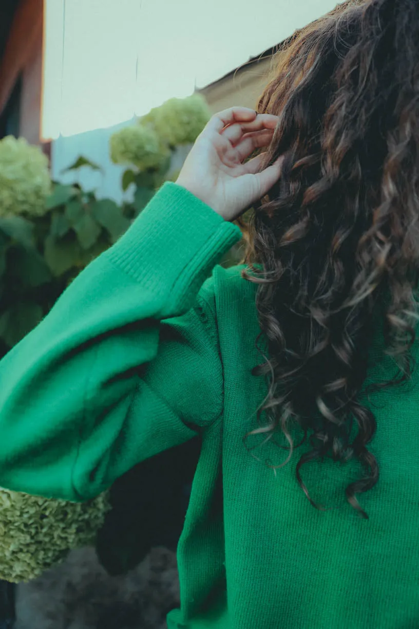 RAE: Soft Knit Crew Neck Sweater in Green