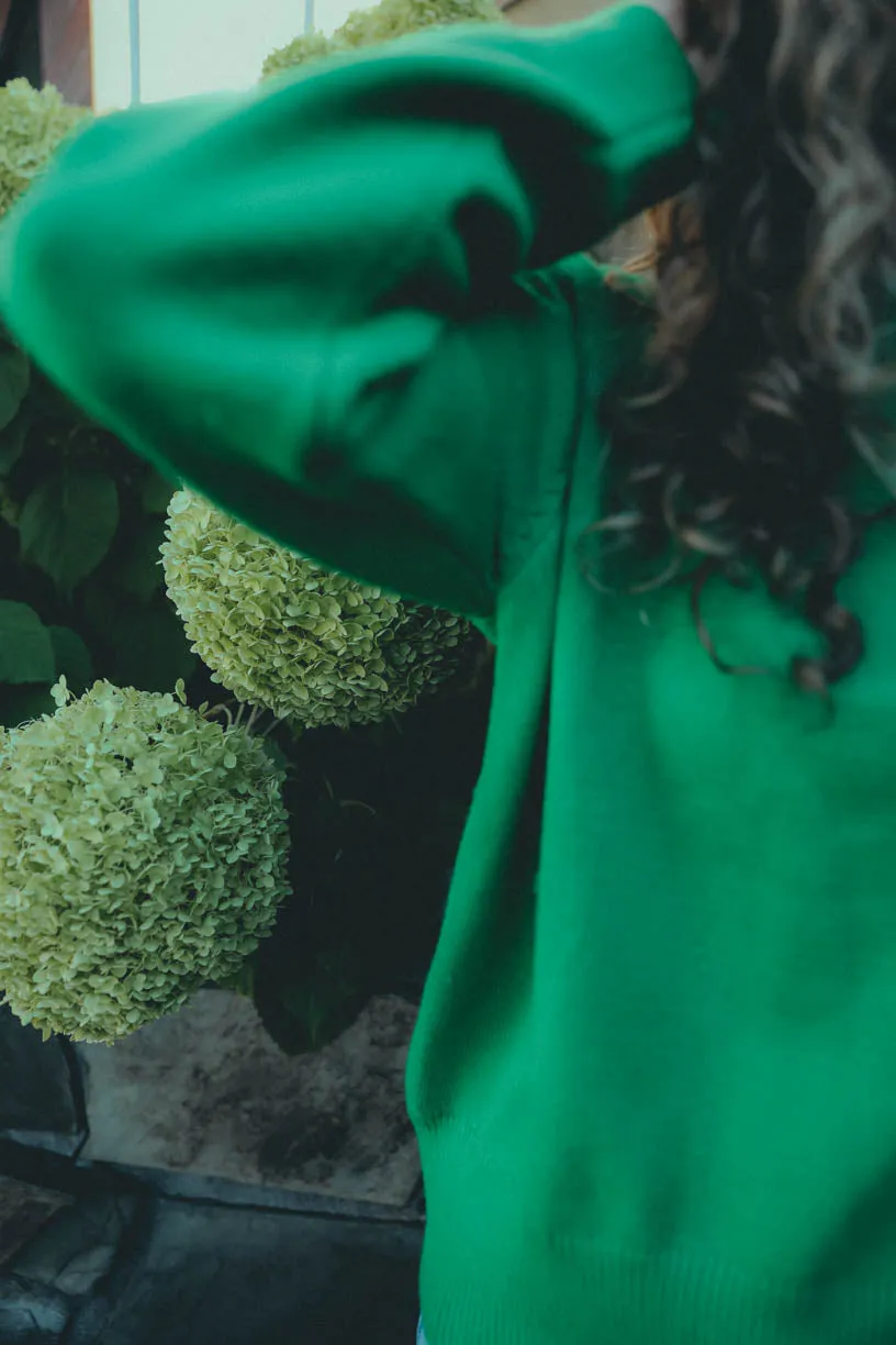 RAE: Soft Knit Crew Neck Sweater in Green