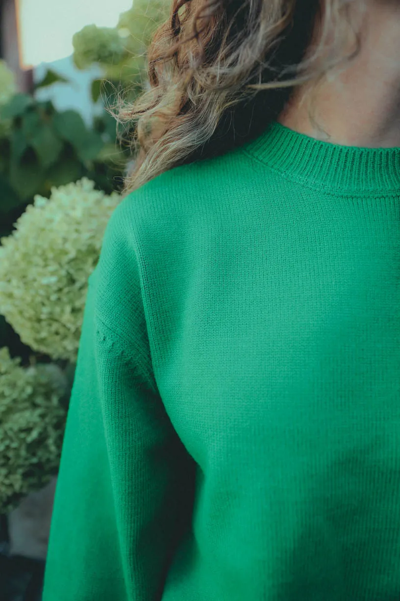 RAE: Soft Knit Crew Neck Sweater in Green